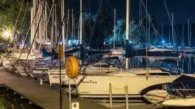 Zdjęcia nocne portu w Wierzbie przy jeziorze Bełdany - zdjęcie 8