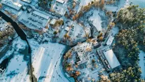 Wschód słońca nad Giżyckiem i jeziorami Niegocin i Kisajno z drona - zdjęcie 28