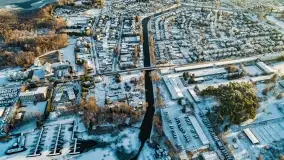 Wschód słońca nad Giżyckiem i jeziorami Niegocin i Kisajno z drona - zdjęcie 24