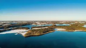 Wschód słońca nad Giżyckiem i jeziorami Niegocin i Kisajno z drona - zdjęcie 15