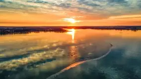 Zachód słońca nad jeziorem Dobskim, marzec 2022 r. - zdjęcie 1