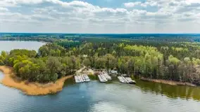 Jezioro Bełdany i miejscowość Kamień z drona, wiosna 2020 - zdjęcie 22