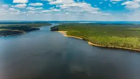 Jezioro Bełdany i miejscowość Kamień z drona, wiosna 2020 - zdjęcie 23