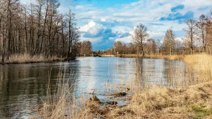 Węgorapa i kanał Węgorzewski pod koniec marca 2023 r.