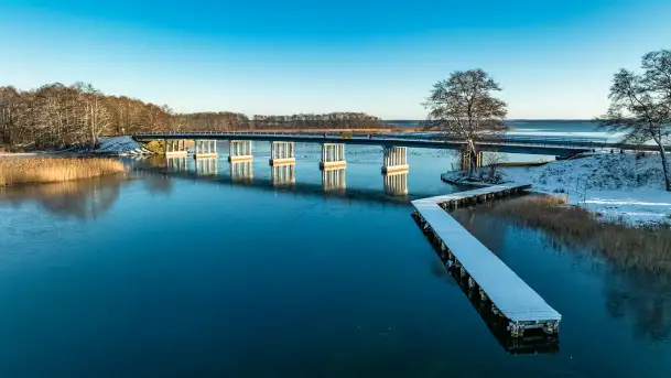 Most Sztynorcki, jeziora Dargin i Kirsajty w zimowej odsłonie, listopad 2023 r.