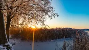 Zimowy zachód słońca nad jeziorem Mój, listopad 2023 r. - zdjęcie 13