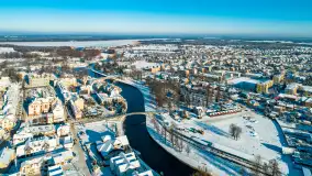 Zimowy Pisz na ujęciach z drona, styczeń 2024 r. - zdjęcie 1