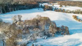 Dziewiszewo i jezioro Dziewiszewskie z lotu ptaka, styczeń 2024 r. - zdjęcie 20