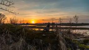 Mazurski zachód słońca odbity w rozlewiskach, luty 2024 r. - zdjęcie 23