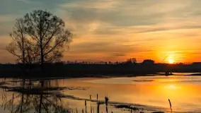 Mazurski zachód słońca odbity w rozlewiskach, luty 2024 r. - zdjęcie 11