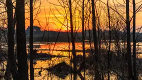 Mazurski zachód słońca odbity w rozlewiskach, luty 2024 r. - zdjęcie 10