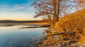 Wschód słońca nad jeziorem Dargin, most Sztynorcki, grudzień 2024 r. - zdjęcie 4