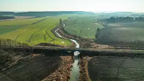 Rzeki Guber i Sajna na zdjęciach z drona, marzec 2025 r. - zdjęcie 20