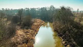 Rzeki Guber i Sajna na zdjęciach z drona, marzec 2025 r. - zdjęcie 16