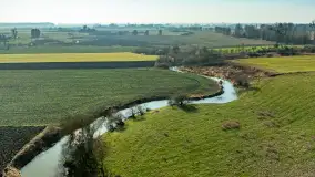 Rzeki Guber i Sajna na zdjęciach z drona, marzec 2025 r. - zdjęcie 11