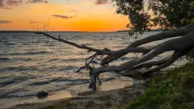 Zachód słońca w Pierkunowie, jezioro Kisajno, czerwiec 2025 r. - zdjęcie 1