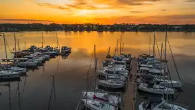 Zachód słońca nad jeziorem Bocznym, Rydzewo z lotu ptaka, lipiec 2025 r. - zdjęcie 3