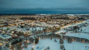 Giżycko pod koniec dnia z drona, styczeń 2026 r. - zdjęcie 9