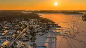 Zachód słońca nad jeziorem Bocznym z drona, styczeń 2026 r. - zdjęcie 1