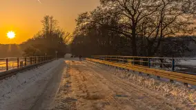 Biała i zimowa wersja mostu Sztynorckiego, styczeń 2026 r.