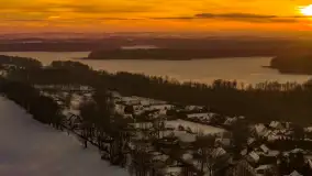 Zachód słońca nad jeziorem Kisajno z drona, Pierkunowo, luty 2026 r. - zdjęcie 22