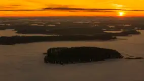 Zachód słońca nad jeziorem Kisajno z drona, Pierkunowo, luty 2026 r. - zdjęcie 18