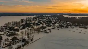 Zachód słońca nad jeziorem Kisajno z drona, Pierkunowo, luty 2026 r. - zdjęcie 24