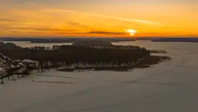 Zachód słońca nad jeziorem Kisajno z drona, Pierkunowo, luty 2026 r. - zdjęcie 30
