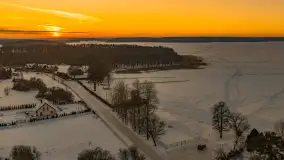 Zachód słońca nad jeziorem Kisajno z drona, Pierkunowo, luty 2026 r. - zdjęcie 33