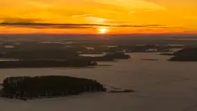 Zachód słońca nad jeziorem Kisajno z drona, Pierkunowo, luty 2026 r. - zdjęcie 41