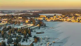 Zachód słońca nad jeziorem Ryńskim z drona, luty 2026 r. - zdjęcie 27