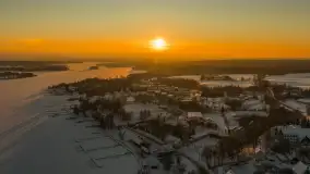 Zachód słońca nad jeziorem Ryńskim z drona, luty 2026 r. - zdjęcie 32