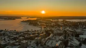 Zachód słońca nad jeziorem Ryńskim z drona, luty 2026 r. - zdjęcie 5