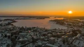Zachód słońca nad jeziorem Ryńskim z drona, luty 2026 r. - zdjęcie 26