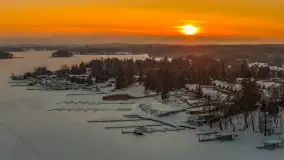 Zachód słońca nad jeziorem Ryńskim z drona, luty 2026 r. - zdjęcie 54
