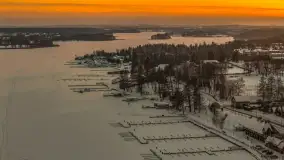 Zachód słońca nad jeziorem Ryńskim z drona, luty 2026 r. - zdjęcie 41