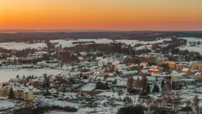 Zachód słońca nad jeziorem Ryńskim z drona, luty 2026 r. - zdjęcie 43