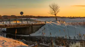 Zimowy zachód słońca nad mazurskimi polami, Cierzpięty, luty 2026 r. - zdjęcie 11