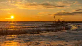 Zimowy zachód słońca nad mazurskimi polami, Cierzpięty, luty 2026 r. - zdjęcie 2