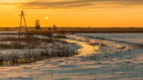 Zimowy zachód słońca nad mazurskimi polami, Cierzpięty, luty 2026 r. - zdjęcie 5