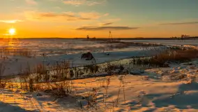 Zimowy zachód słońca nad mazurskimi polami, Cierzpięty, luty 2026 r. - zdjęcie 6