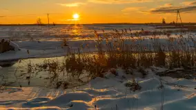 Zimowy zachód słońca nad mazurskimi polami, Cierzpięty, luty 2026 r. - zdjęcie 7