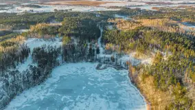 Zimowy wieczór nad jeziorem Tyrkło z drona, luty 2026 r. - zdjęcie 2