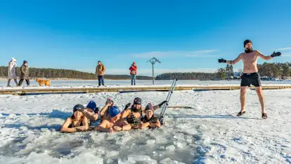 Orzysz i... orzyskie morsy nad jeziorem Orzysz w zimowej scenerii