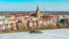 Przedwiośnie w Ełku z drona, okolice ulicy Zamkowej, marzec 2026 r. - zdjęcie 17