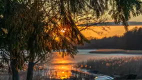 Zachód słońca nad jeziorem Stręgiel, marzec 2026 r. - zdjęcie 2