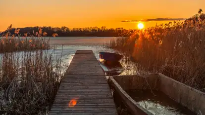 Zachód słońca nad jeziorem Stręgiel, marzec 2026 r.