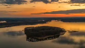 Zachód słońca nad jeziorem Kisajno, Pierkunowo, kwiecień 2026 r. - zdjęcie 2
