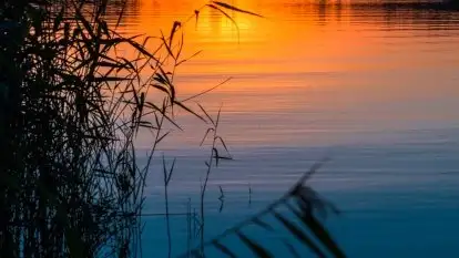 Zachód słońca, jezioro Tajty, sierpień 2020