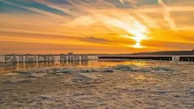 Zachód słońca w Giżycku nad jeziorem Niegocin 02.2021 - zdjęcie 1